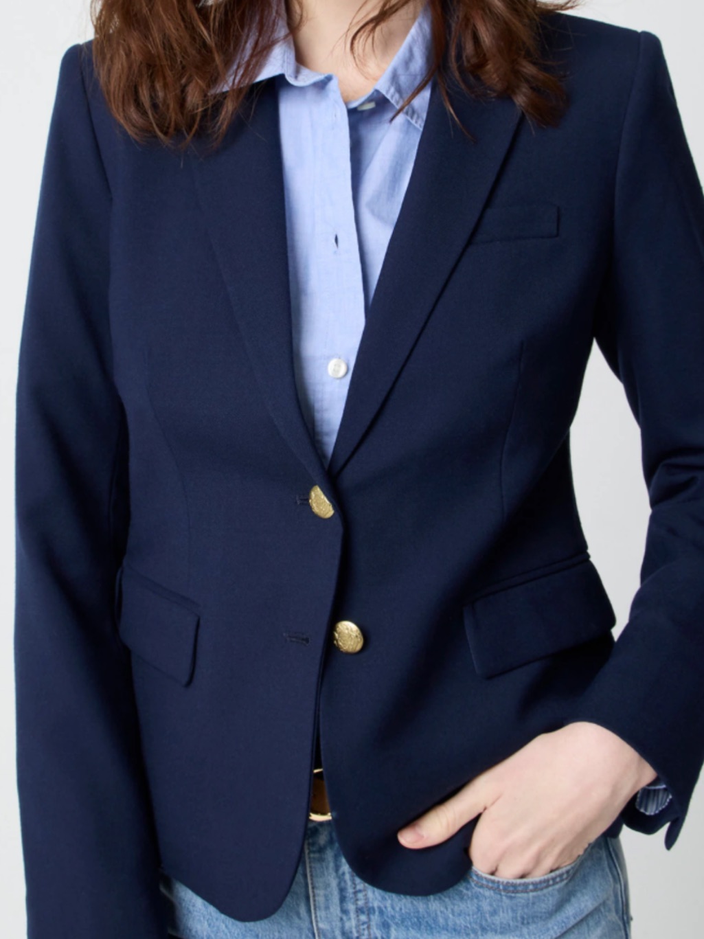 J.Crew Factory Original Schoolboy Blazer, Navy Blue Gold Buttons Size 2